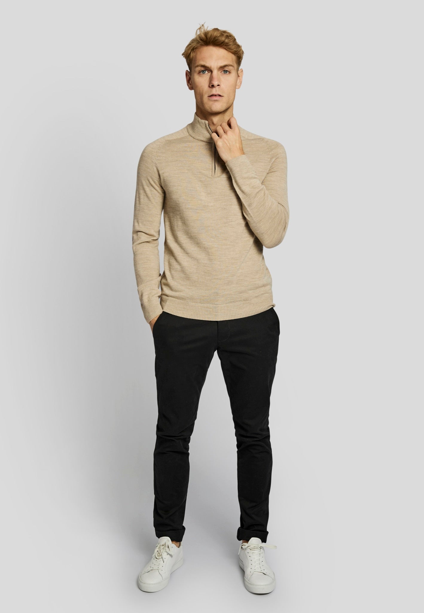 BS Pelle regular fit Stickad tröja - Sand