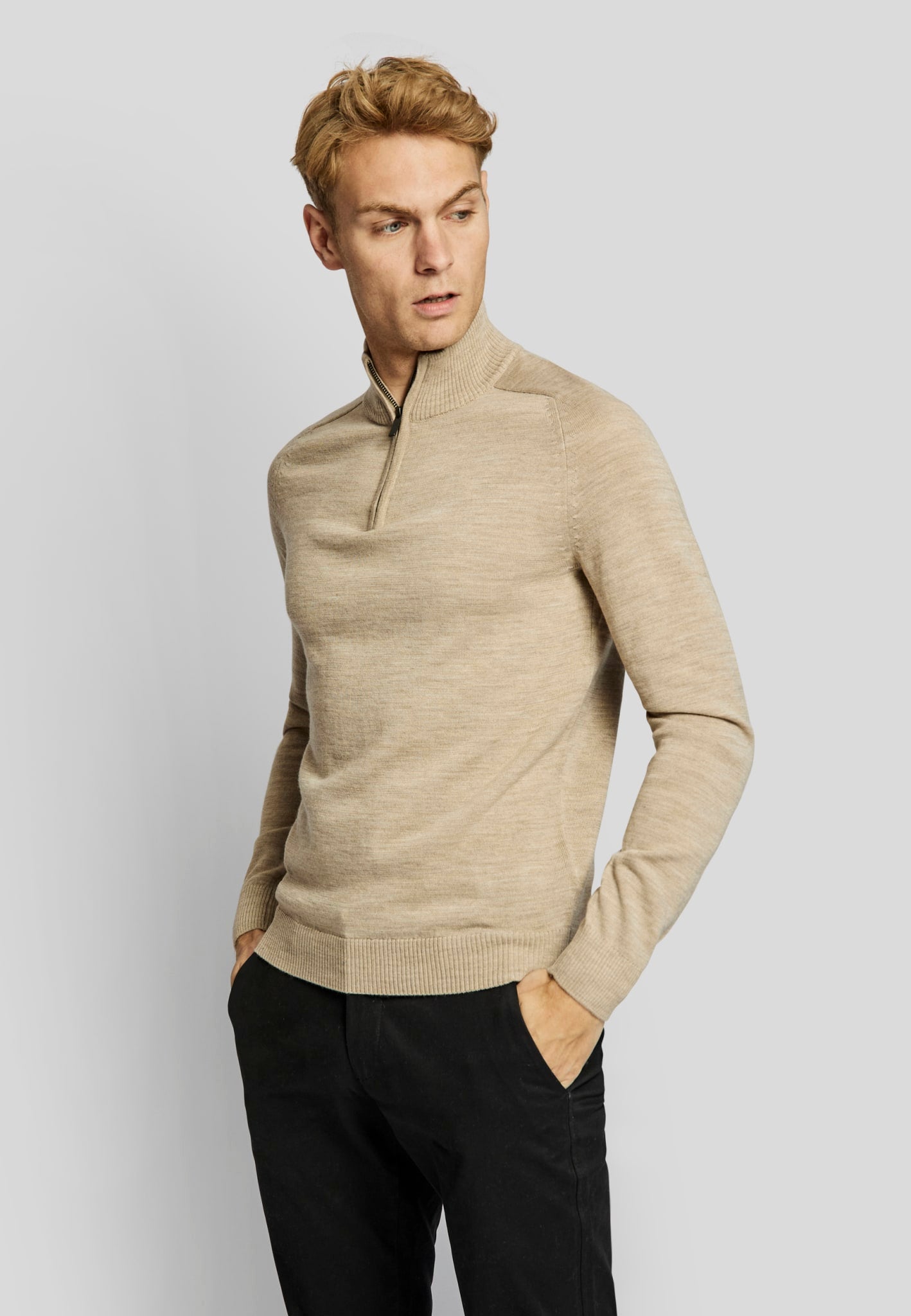 BS Pelle regular fit Stickad tröja - Sand