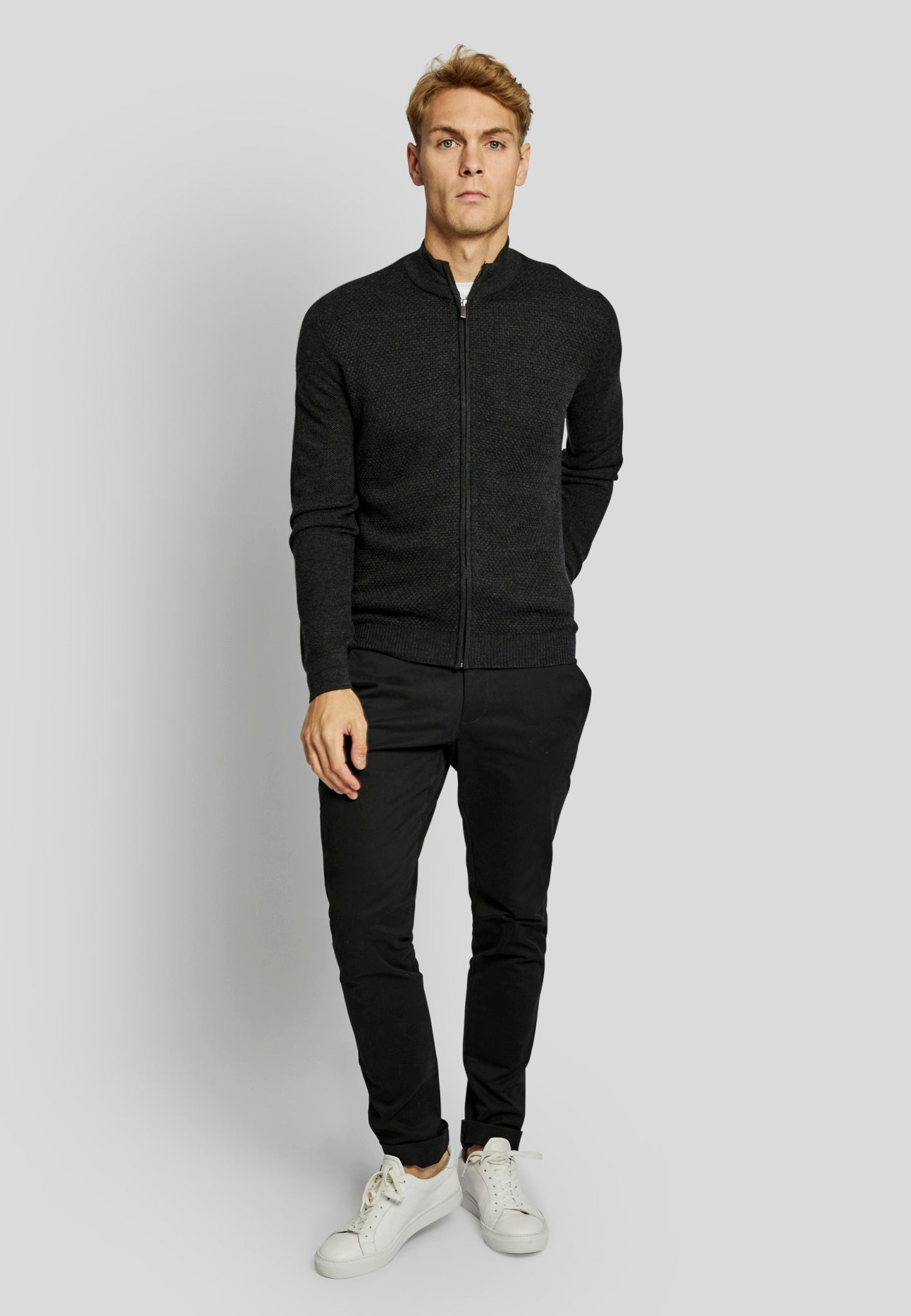 BS Conrad regular fit Stickad tröja - Charcoal