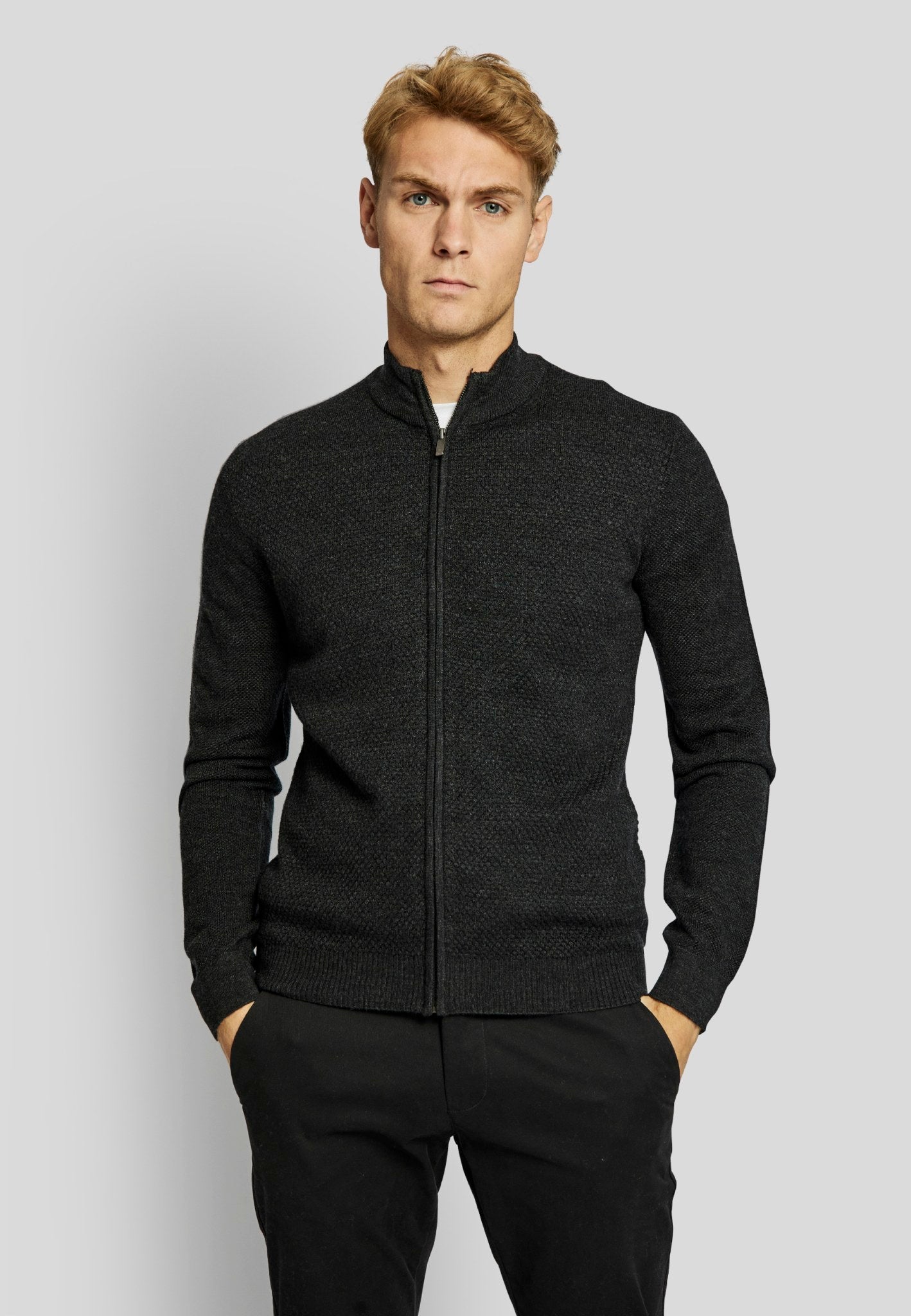 BS Conrad regular fit Stickad tröja - Charcoal