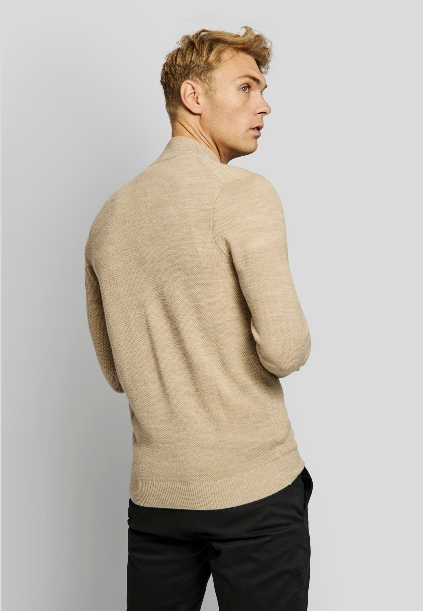 BS Conrad regular fit Stickad tröja - Sand