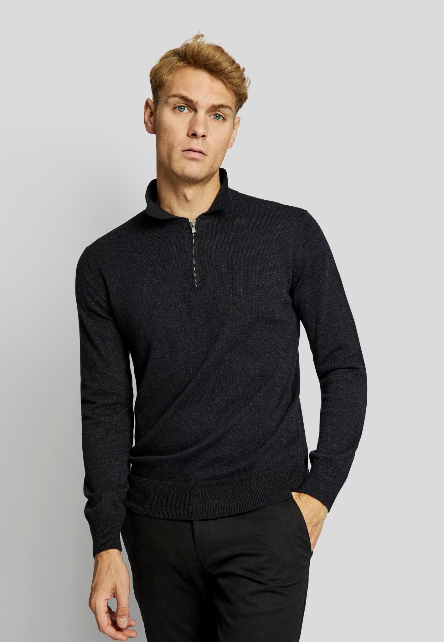 BS Marius regular fit Stickad tröja - Thunder