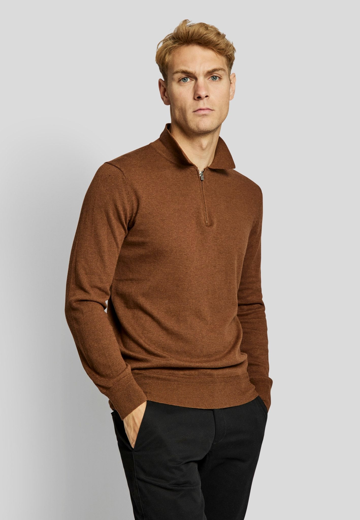 BS Marius regular fit Stickad tröja - Tobacco