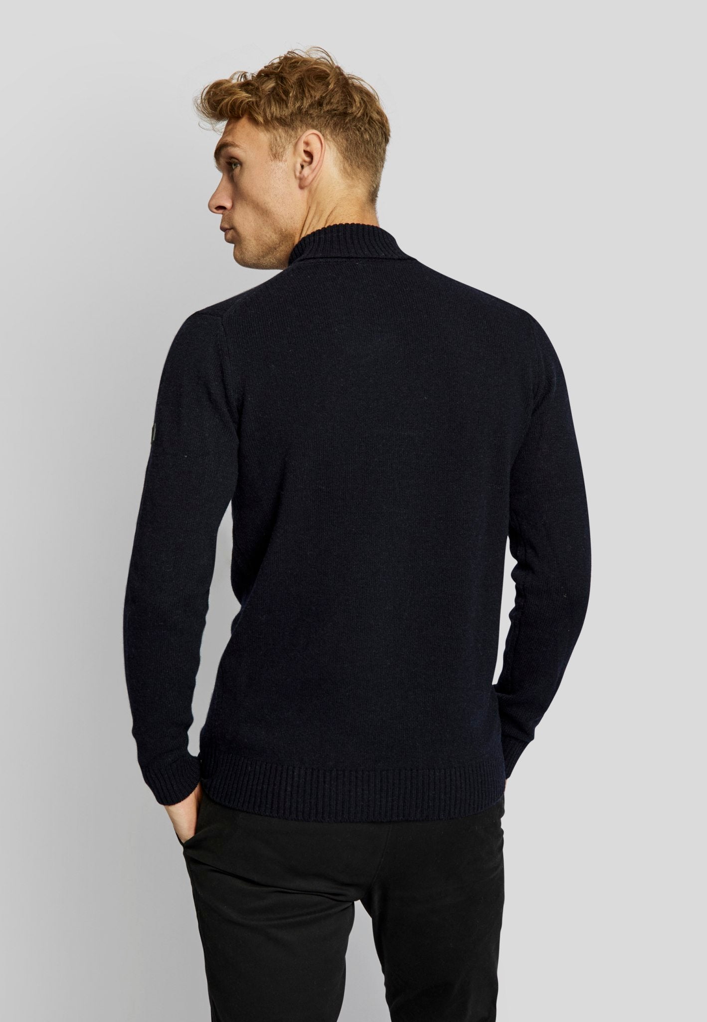 BS Villum regular fit Stickad tröja - Marinblå