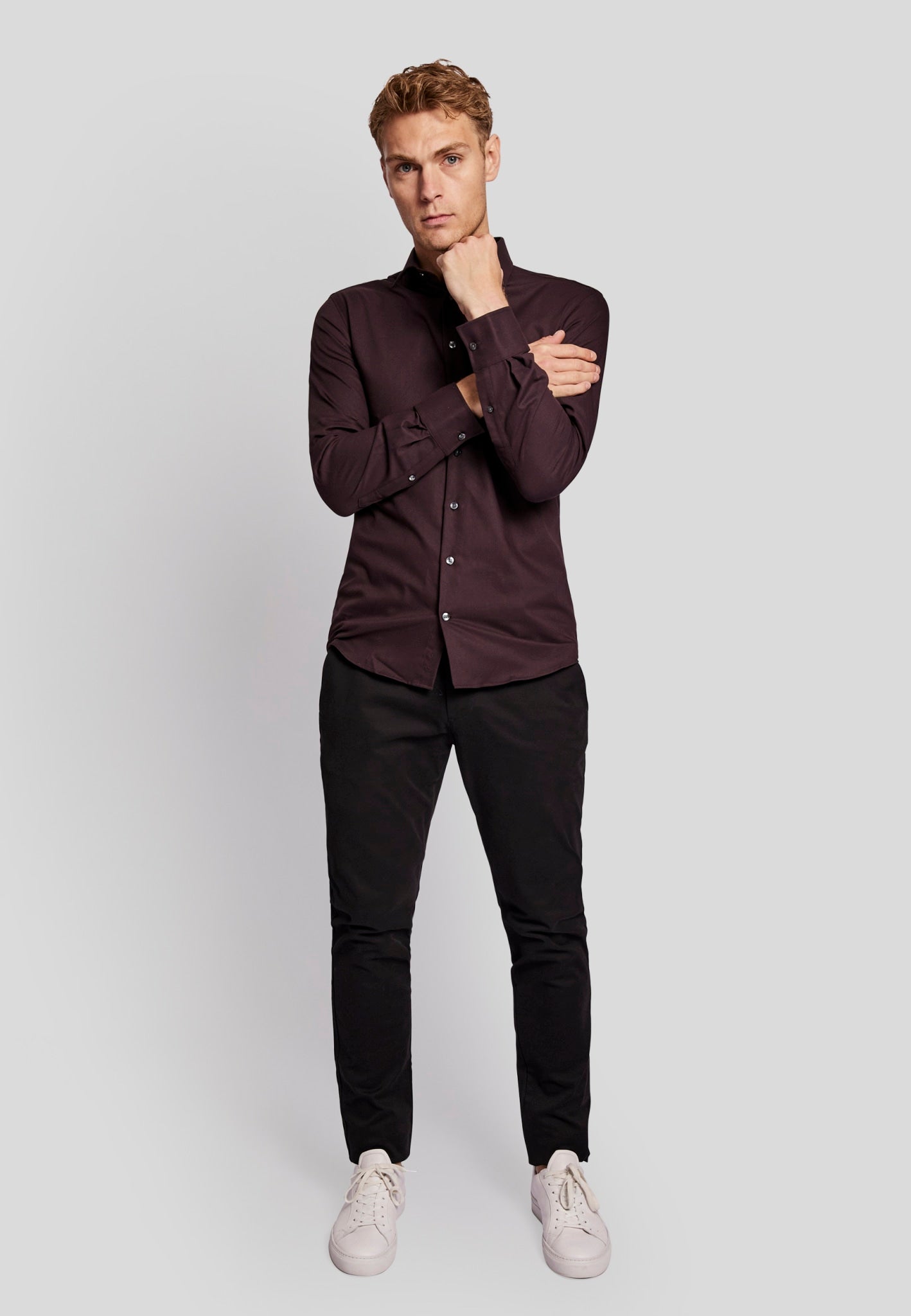 BS Denham slim fit Skjorta - Bordeaux