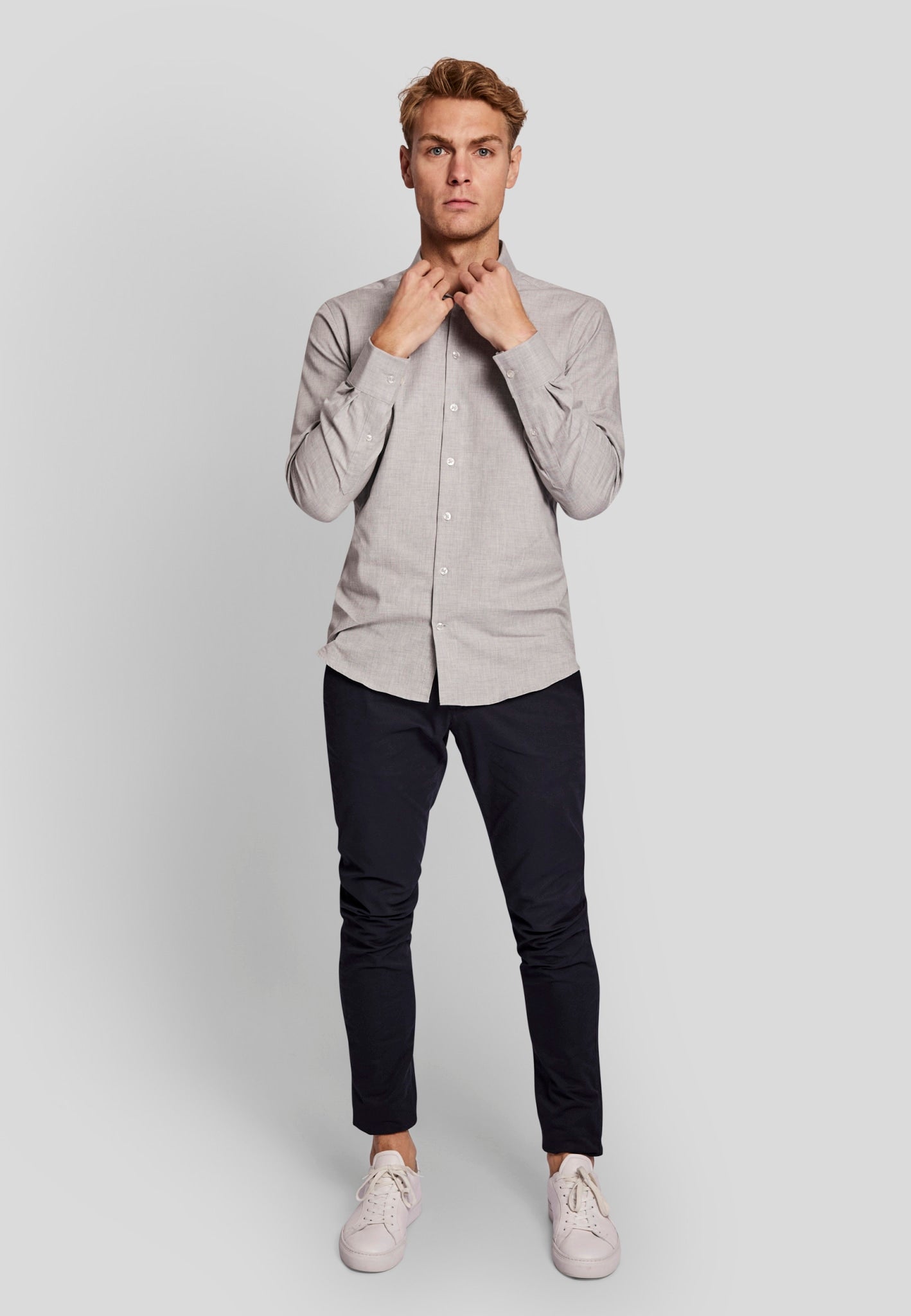 BS Lincoln slim fit Skjorta - Ljusgrå