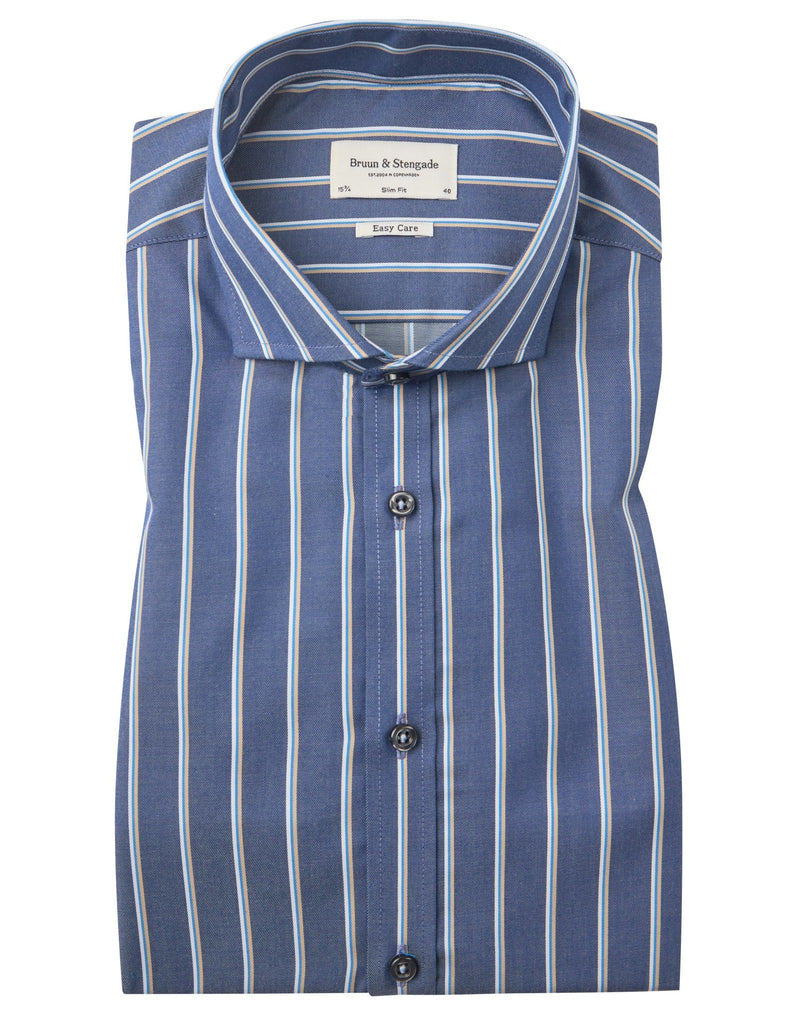 BS Andrea Slim Fit Skjorta - Dark Blue/White