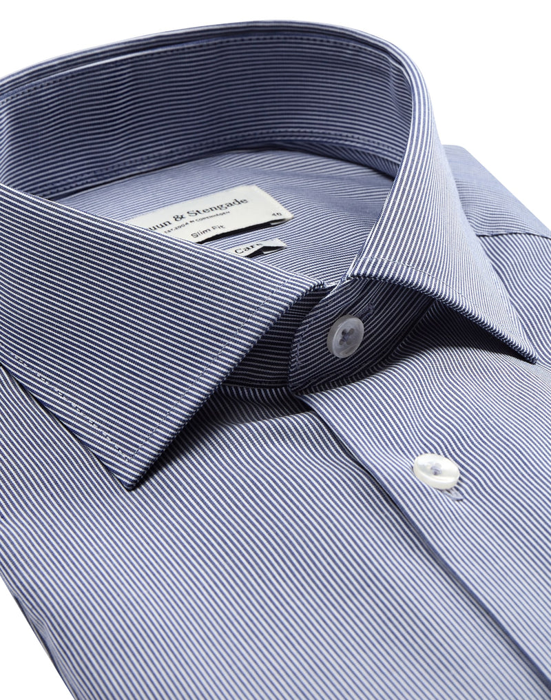 BS Ming slim fit Skjorta - Light Blue/White