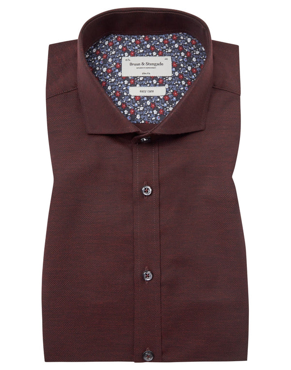 BS Kamil Slim Fit Skjorta - Bordeaux