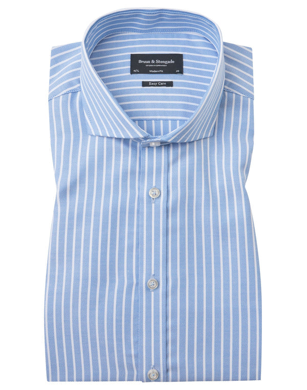 BS Suker Modern Fit Skjorta - Light Blue/White